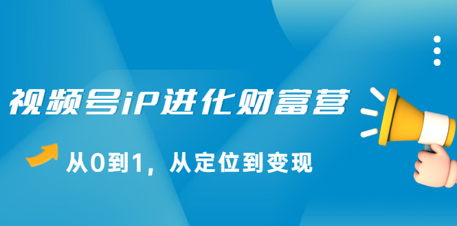 视频号iP进化财富营,从0到1,从定位到变现赚钱