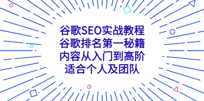 谷歌SEO实战教程：谷歌排名第一秘籍，内容从入门到高阶，适合个人及团队-尖峰创圈资源站