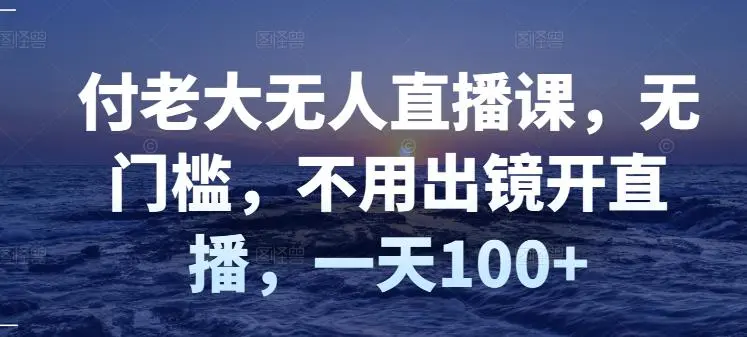 付老大无人直播课，无门槛，不用出镜开直播，一天100+-尖峰创圈资源站