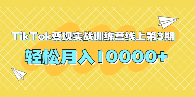 龟课TIKTOK变现实战训练营线上第3期，轻松月入10000+-尖峰创圈资源站