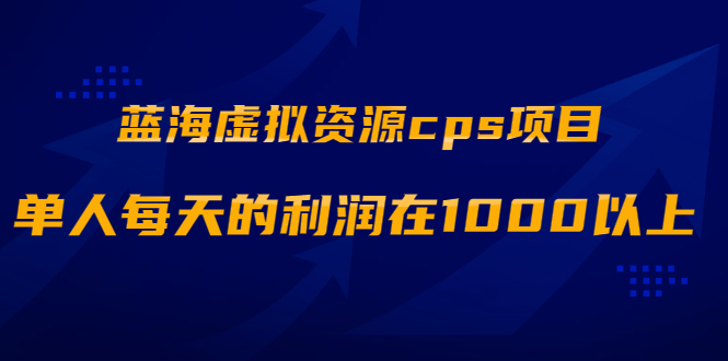蓝海虚拟资源cps项目,目前最高单人每天的利润在1000以上【视频课程】