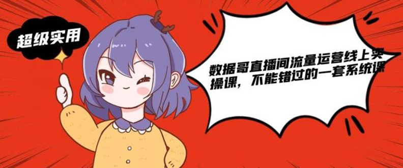 数据哥直播间流量运营线上实操课,不能错过的一套系统课