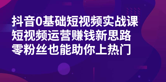 抖音0基础短视频实战课，短视频运营赚钱新思路，零粉丝也能助你上热门-尖峰创圈资源站