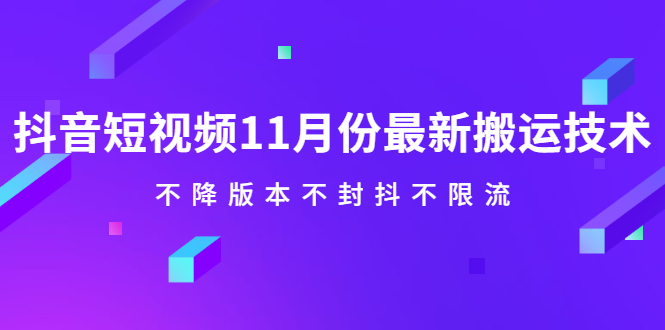 抖音短视频11月份最新搬运技术，不降版本不封抖不限流！【视频课程】-尖峰创圈资源站