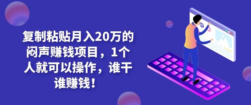 复制粘贴月入20万的闷声赚钱项目，1个人就可以操作，谁干谁赚钱！-尖峰创圈资源站