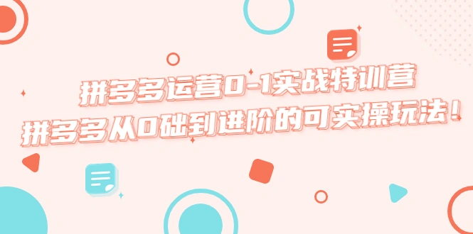 拼多多运营0-1实战特训营，拼多多从0础到进阶的可实操玩法！-尖峰创圈资源站