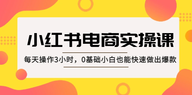 小红书·电商实操课：每天操作3小时，0基础小白也能快速做出爆款！-尖峰创圈资源站