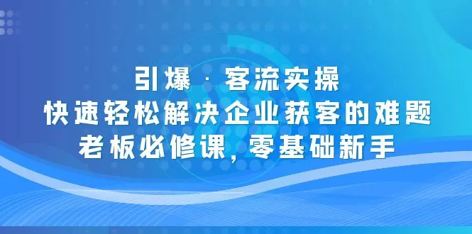 引爆·客流实操：快速轻松解决企业获客的难题，老板必修课，零基础新手-尖峰创圈资源站