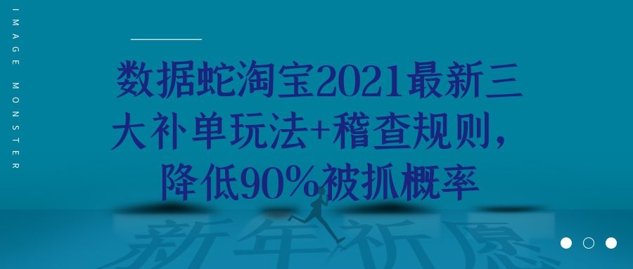 数据蛇淘宝2021最新三大补单玩法+稽查规则，降低90%被抓概率-尖峰创圈资源站